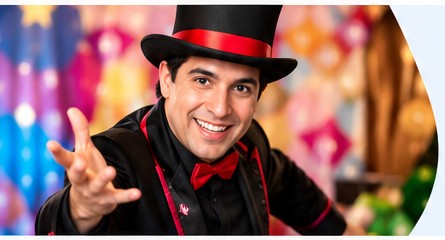 Mago ilusionista presentando un espectáculo de magia para niños